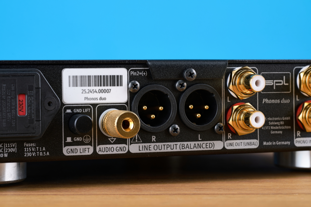 SPL Phonos Duo Rückseite Detail Ausgänge und Masseklemme