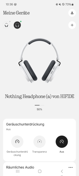 Nothing Headphone (a) im Test – App-Screenshot