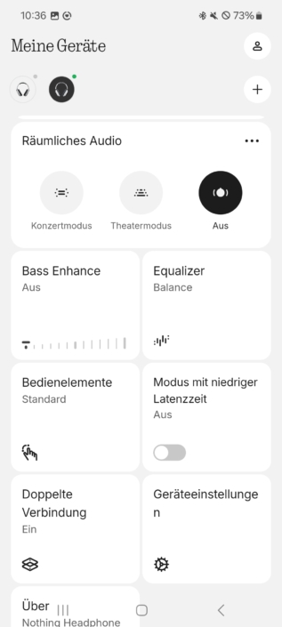 Nothing Headphone (a) im Test – App-Screenshot