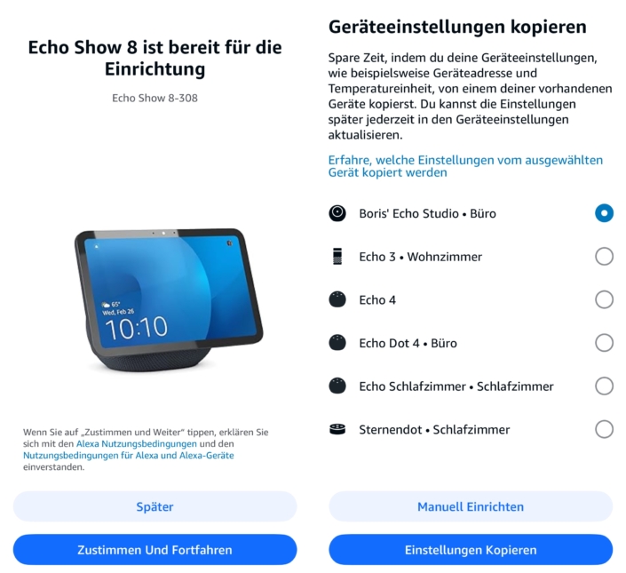 Amazon Echo Show 8 Einrichtung Alexa App