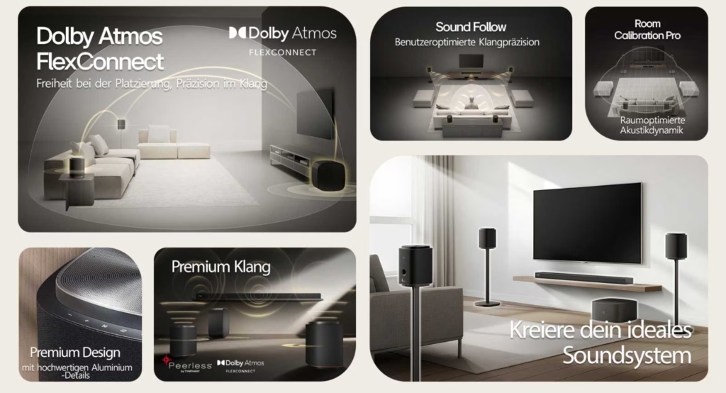 LG bietet auch seine Sound Suite an, Lautsprecher und Soundbar, mit Dolby Atmos FlexConnect.