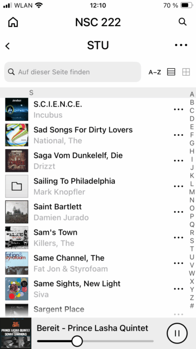 Naim NSC 222 App Screenshot Playlists