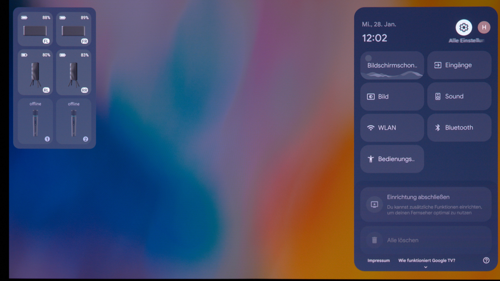Menüs und Ladestandanzeige