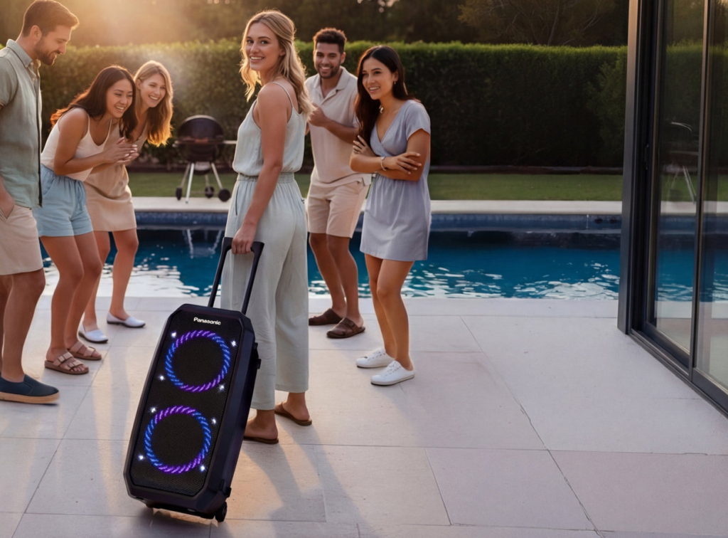 Die Partybox Panasonic SC-BMAX30 ist drinnen und draußen ganz in ihrem Element.