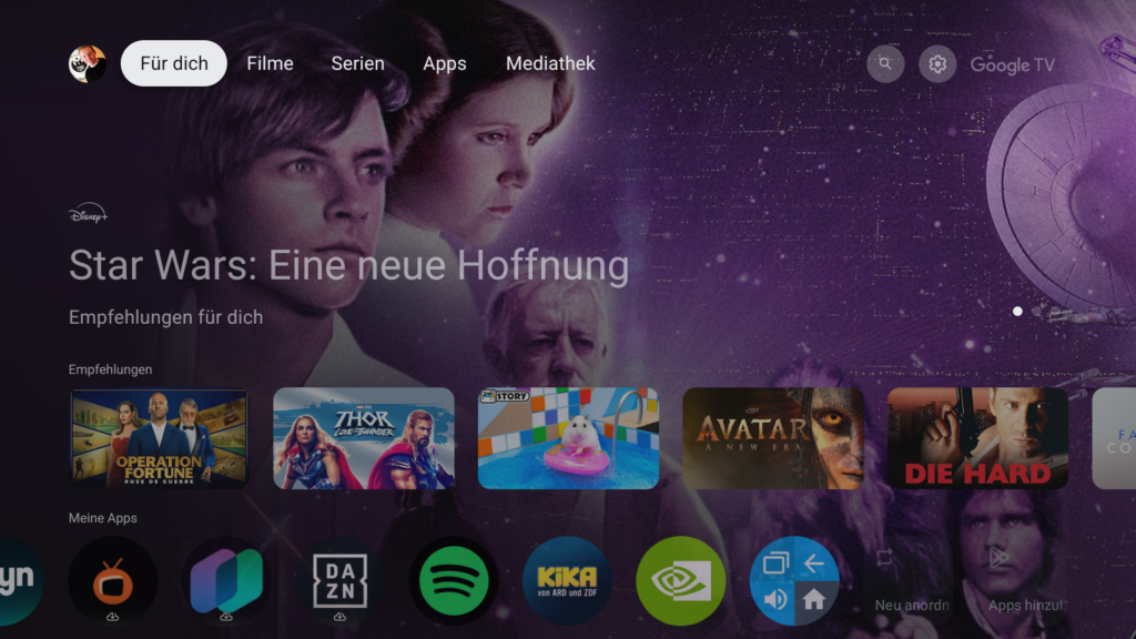 Google TV Streamer Startseite