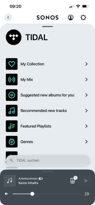 Sonos Play im Test – App-Screenshot