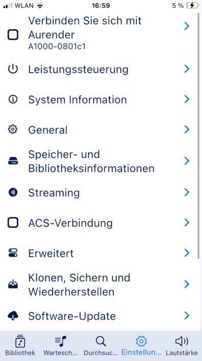 Aurender A1000 – Screenshot