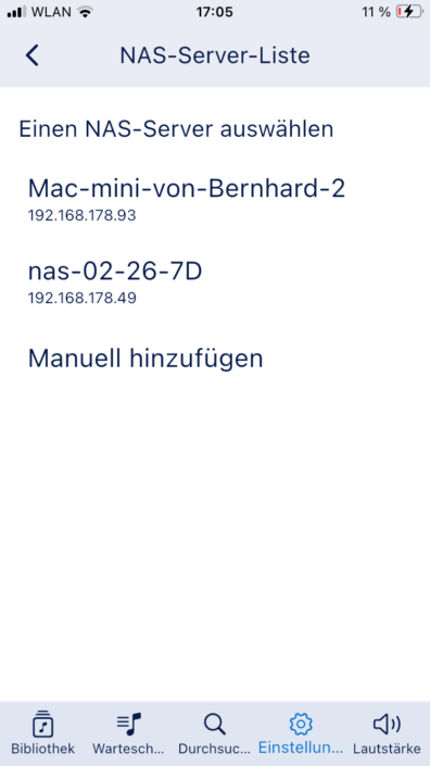 Aurender A1000 – Screenshot NAS