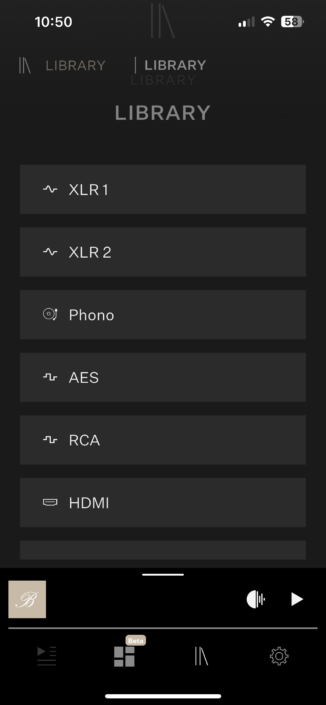 Burmester 232 App Screenshot Quellenwahl