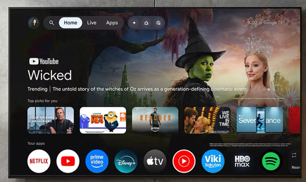 Die Hisense U7SG nutzen in den USA Google TV als Plattform.