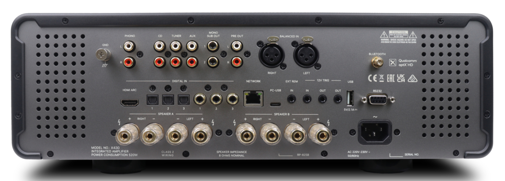 Rotel Michi X430 Rückseite mit Anschlüssen