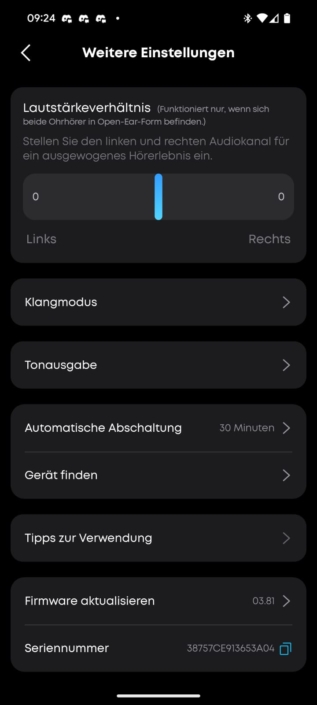 Soundcore AeroFit 2 Pro – App-Lautstärke