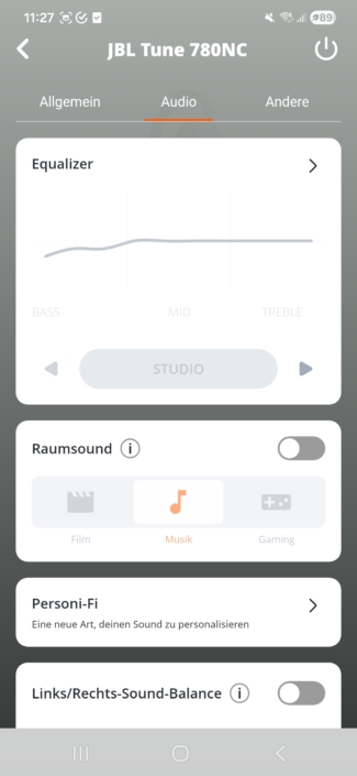 JBL Tune 780 NC im Test – App-Screenshot