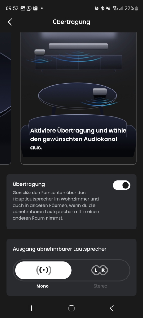 JBL One App Rear-Speaker Funktion