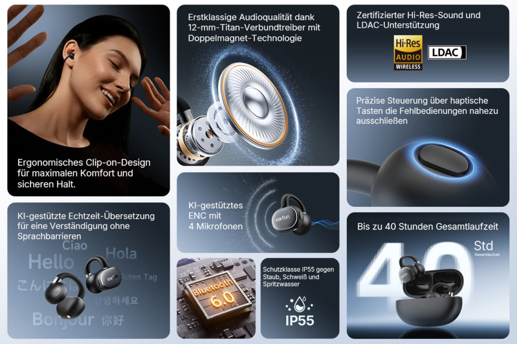 Die EarFun Clip 2 beeindrucken in ihrer Preisklasse technisch. 