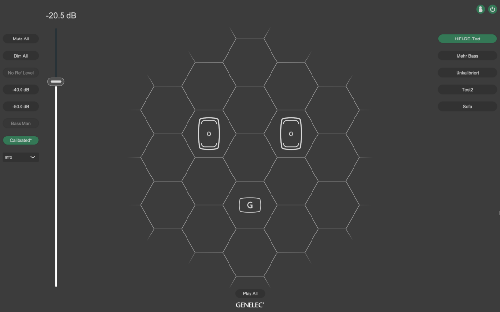 Genelec 8341A GLM-Software Homescreen