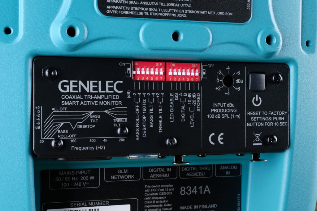 Genelec 8341A DIP-Schalter Rückseite