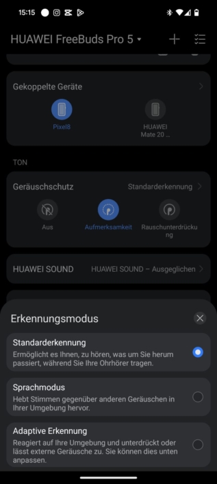 Huawei FreeBuds Pro 5 – Transparenz