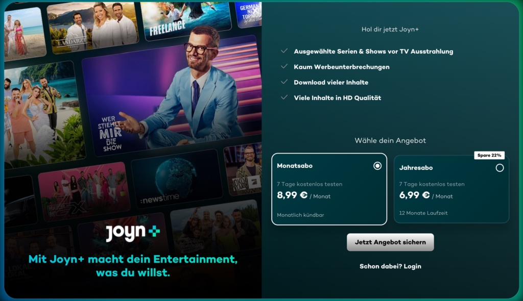 Der Preis von Joyn+ hat sich um 2 Euro im Monat erhöht. 