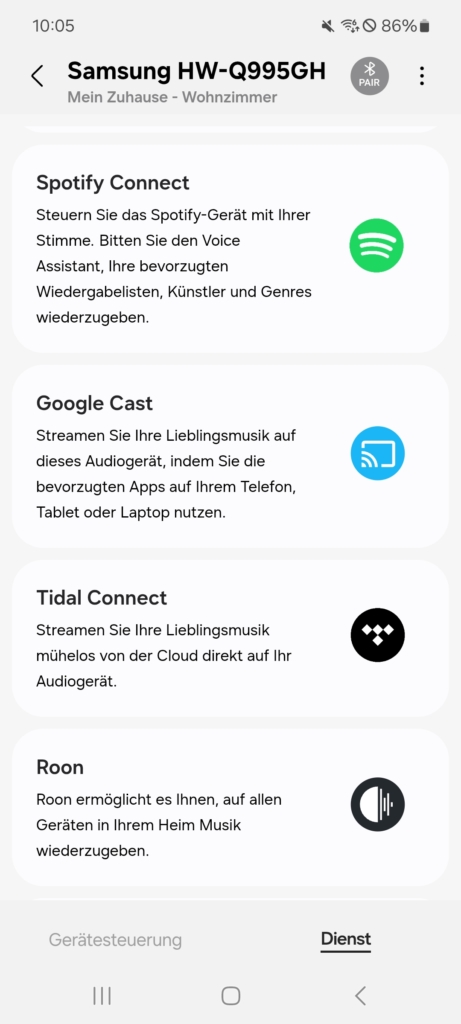 Samsung SmartThings App Dienste 2