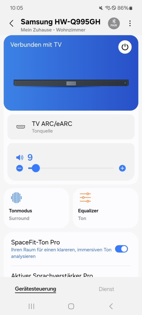 Samsung SmartThings App Startseite
