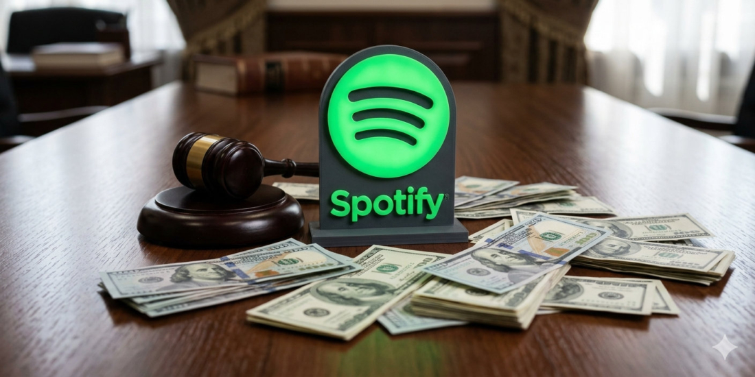 Spotify und diverse Plattenfirmen erhalten vor Gericht eine massive Entschädigung zugesprochen.
