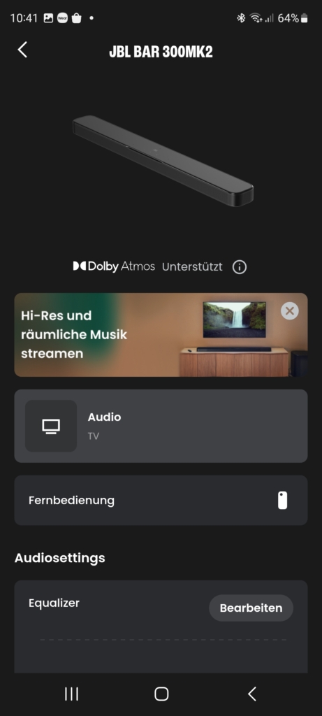 JBL One App Startseite