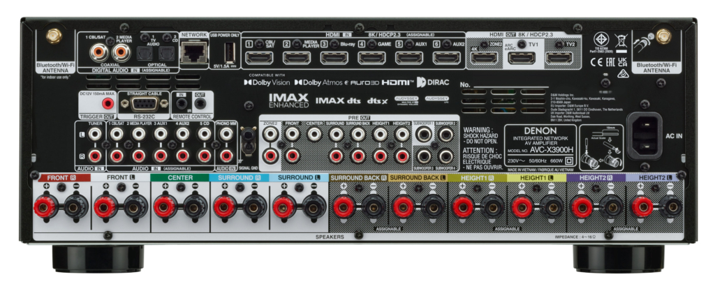 Die Schnittstellen des Denon AVC-X3900H.