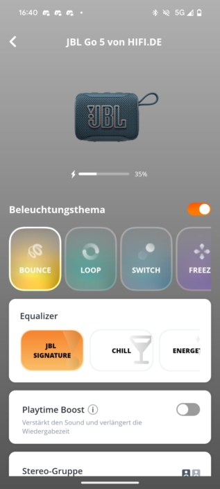 JBL Go 5 – Screenshot EQ