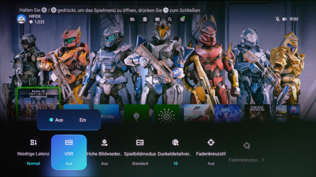 Gaming-Overlay-Menü
