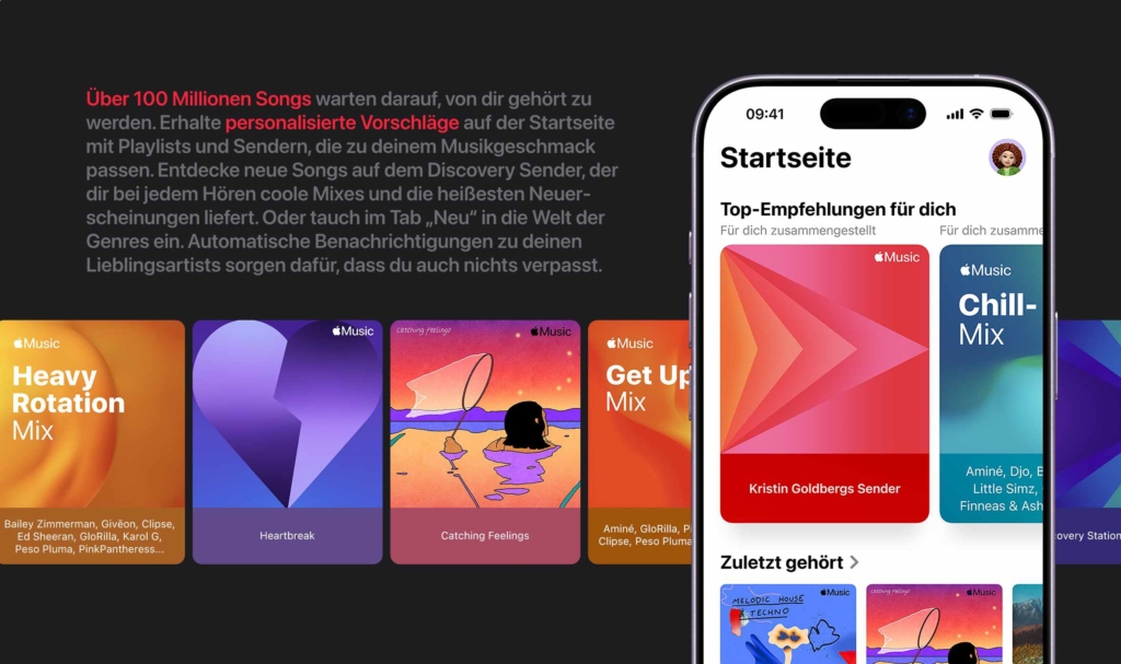 Apple Music lockt mit Lossless-Audio, Spatial Audio und einem breiten Songangebot.