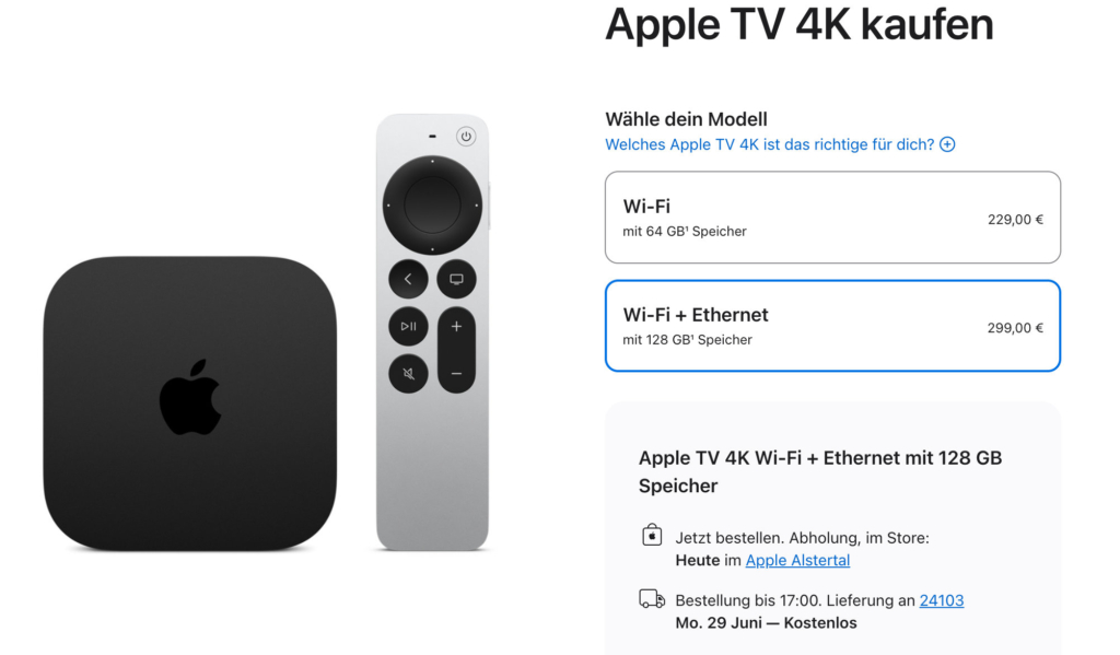 Die neuen Preise für den Apple TV 4K greifen bereits im offiziellen Store.