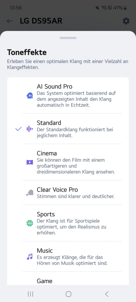 LG ThinQ App Toneffekte