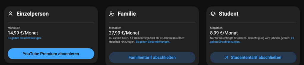Die Preise von YouTube Premium sind deutlich gestiegen.