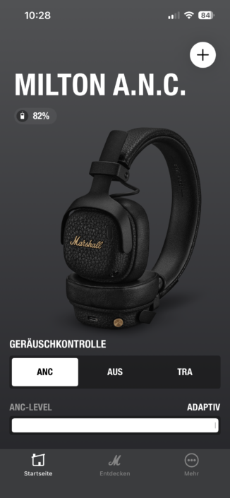 Marshall Milton ANC im Test – App-Screenshot