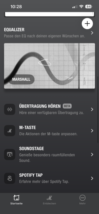 Marshall Milton ANC im Test – App-Screenshot