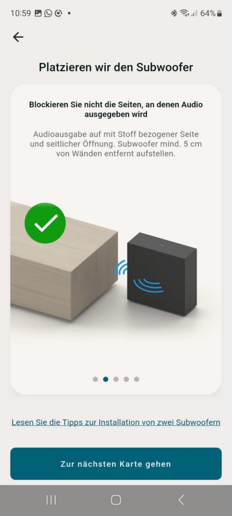 Verbindung Subwoofer Sony Bravia Connect App