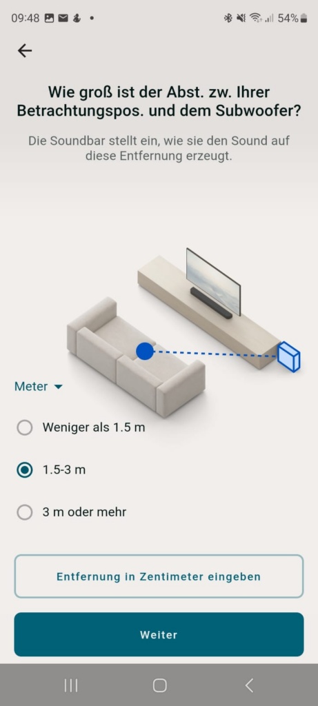Platzierung Subwoofer Sony Bravia Connect App