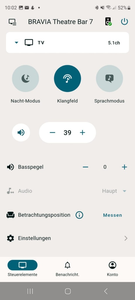 Bravia Connect App Startseite