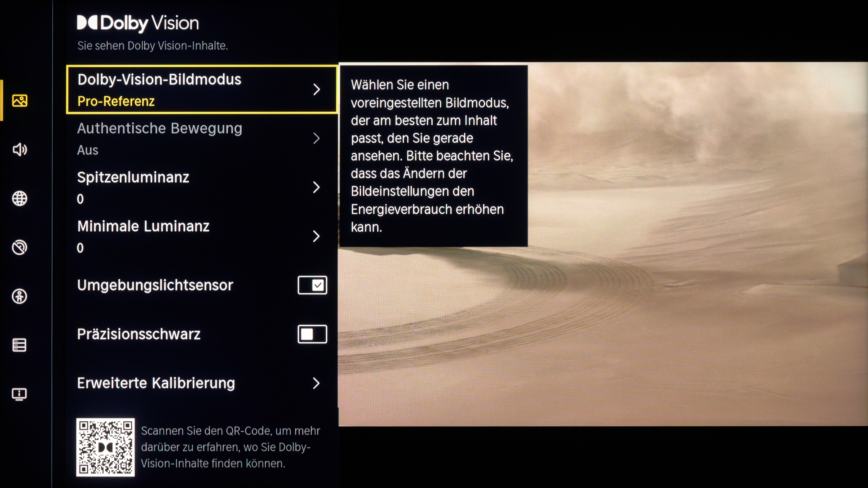 Dolby Vision 2-Menü bei Hisense
