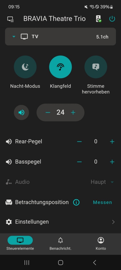 Sony Bravia Connect App Startseite