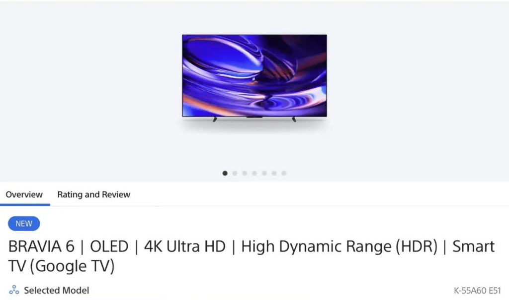 Die Sony Bravia 6 tauchen bereits auf manchen Websites des Herstellers auf.