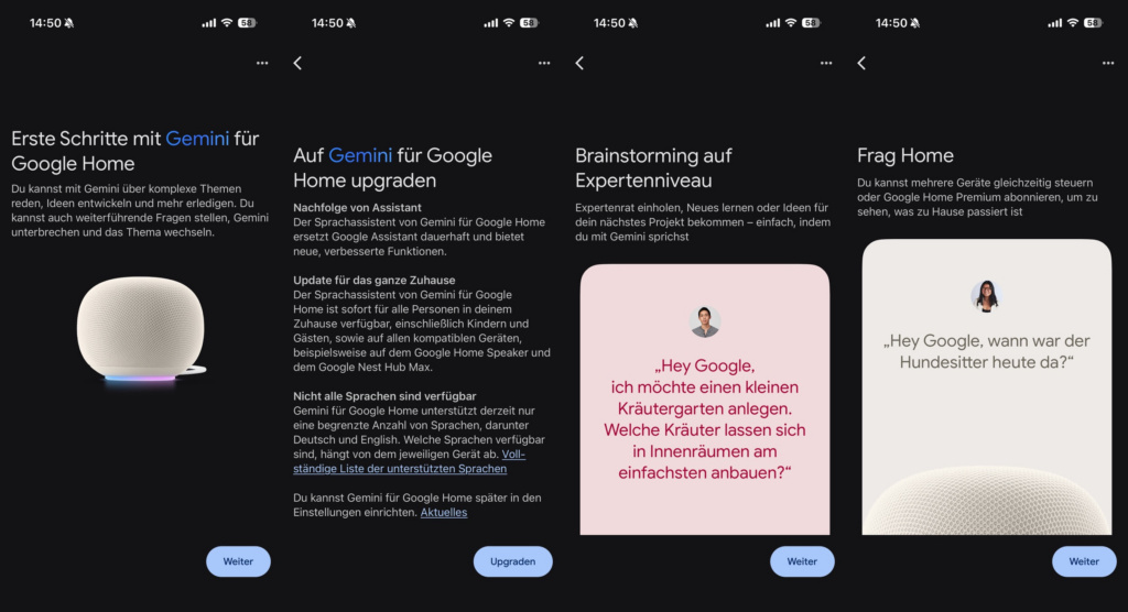 Google Home Speaker Gemini-Einrichtung.