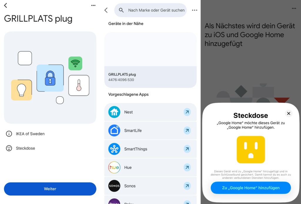 Google Home App Geräte einrichten.