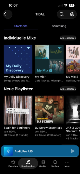 Audio Pro C20 W im Test – Streaming-Dienste