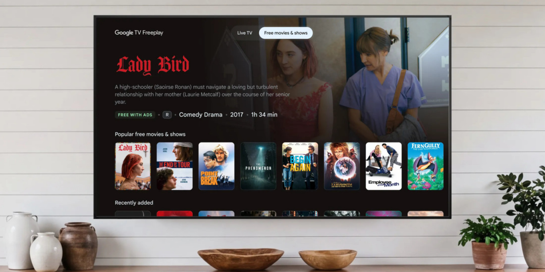 Google TV Freeplay liefert kostenlose Filme und Serien.