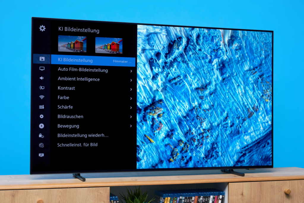 Philips-Fernseher Schrägansicht mit Bildeinstellungen
