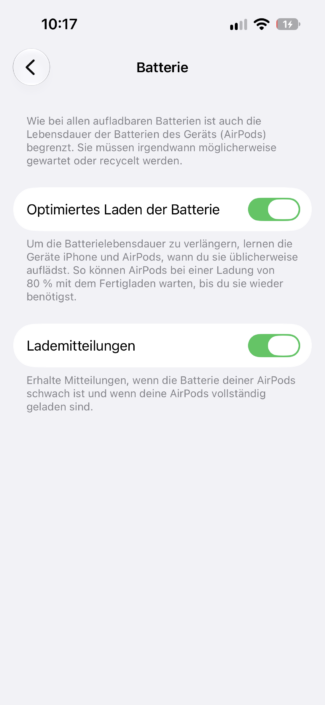 Apple AirPods 5 mit kabellosem Ladecase – Batterie