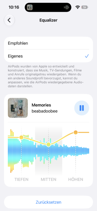 Apple AirPods 5 mit kabellosem Ladecase – Equalizer