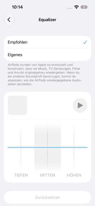 Apple AirPods 5 mit kabellosem Ladecase – Equalizer